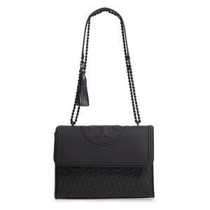 Tory Burch Fleming Matte Black Convertible Leather Handbag
